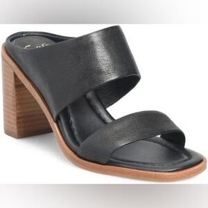 NEW!! Sofft Black Leather Block Heel Sandals 9.5